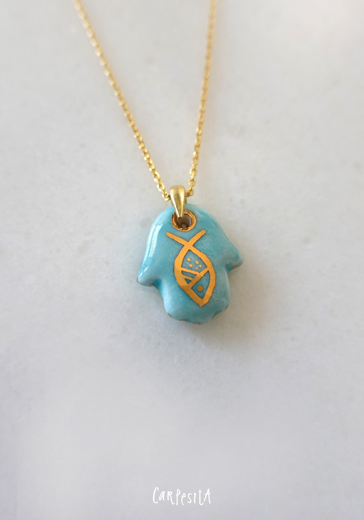 Yeşil Hamsa Kolye
