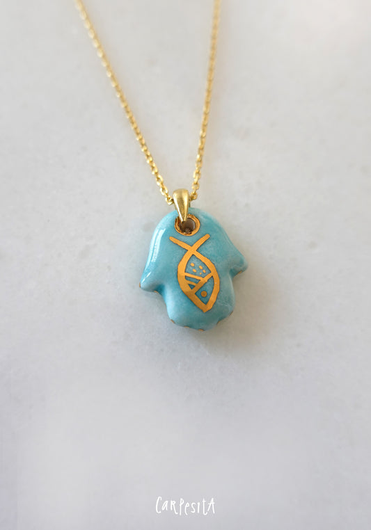 Yeşil Hamsa Kolye