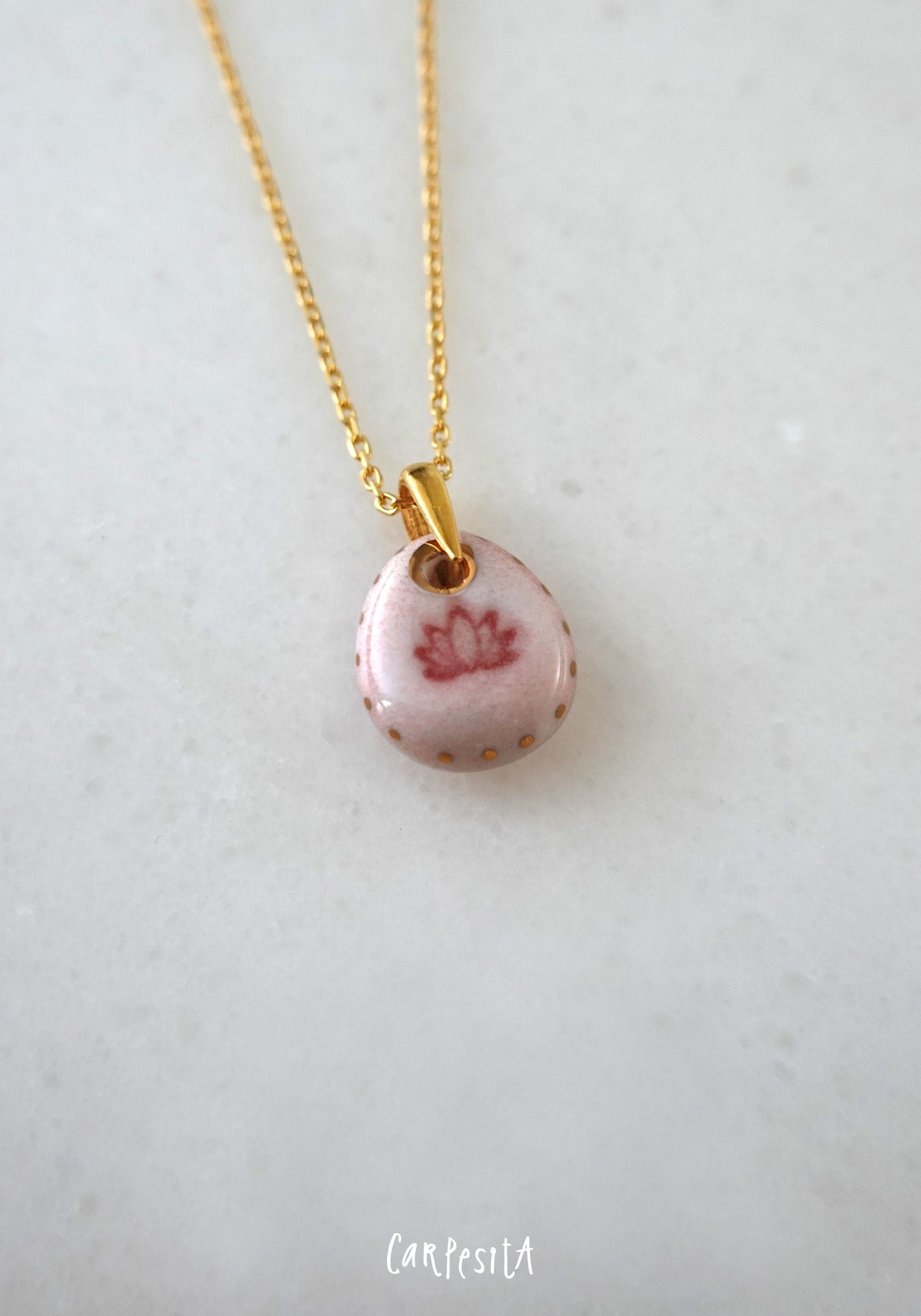 Mini Pembe Lotus Kolye