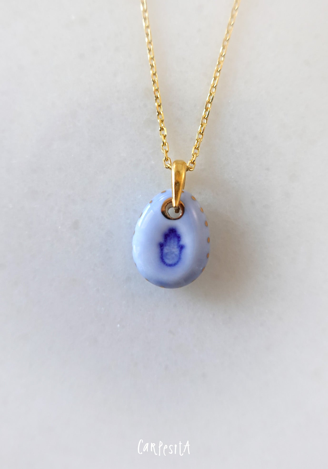 Mini Mavi Hamsa Kolye