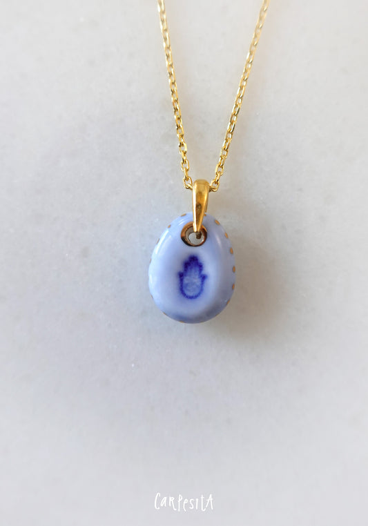 Mini Mavi Hamsa Kolye
