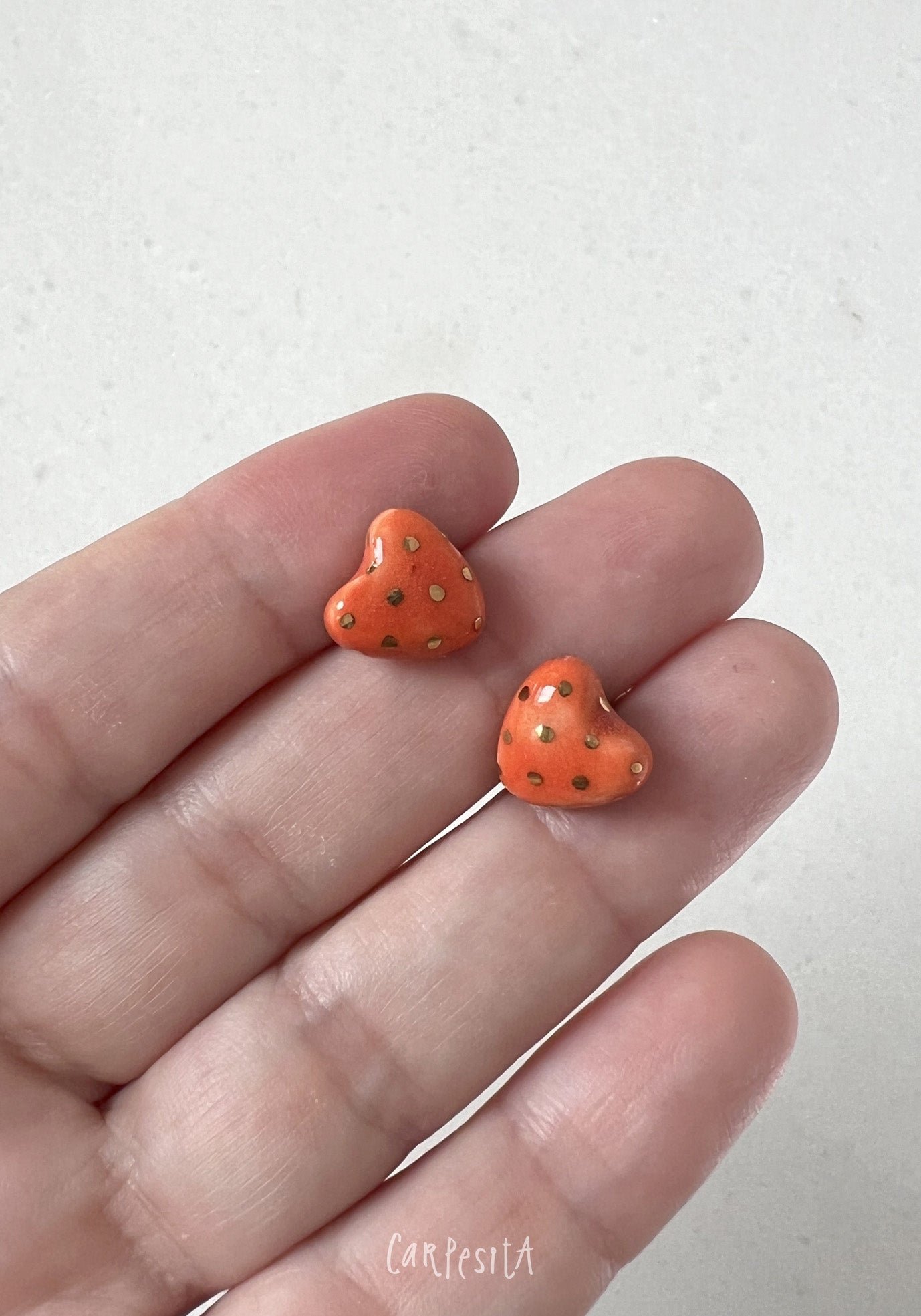 Turuncu Mini Kalp Küpe