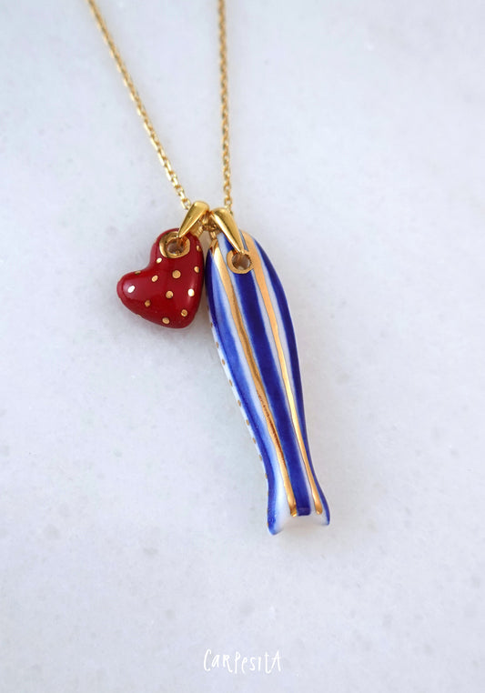 Lacivert Çizgili Balık Kolye 1