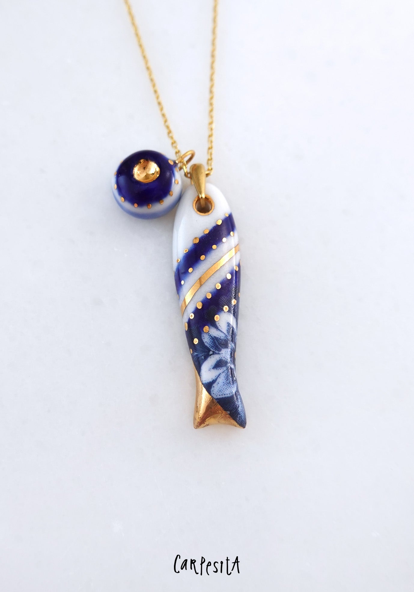 Evil Eye Patterned Fish Necklace 20