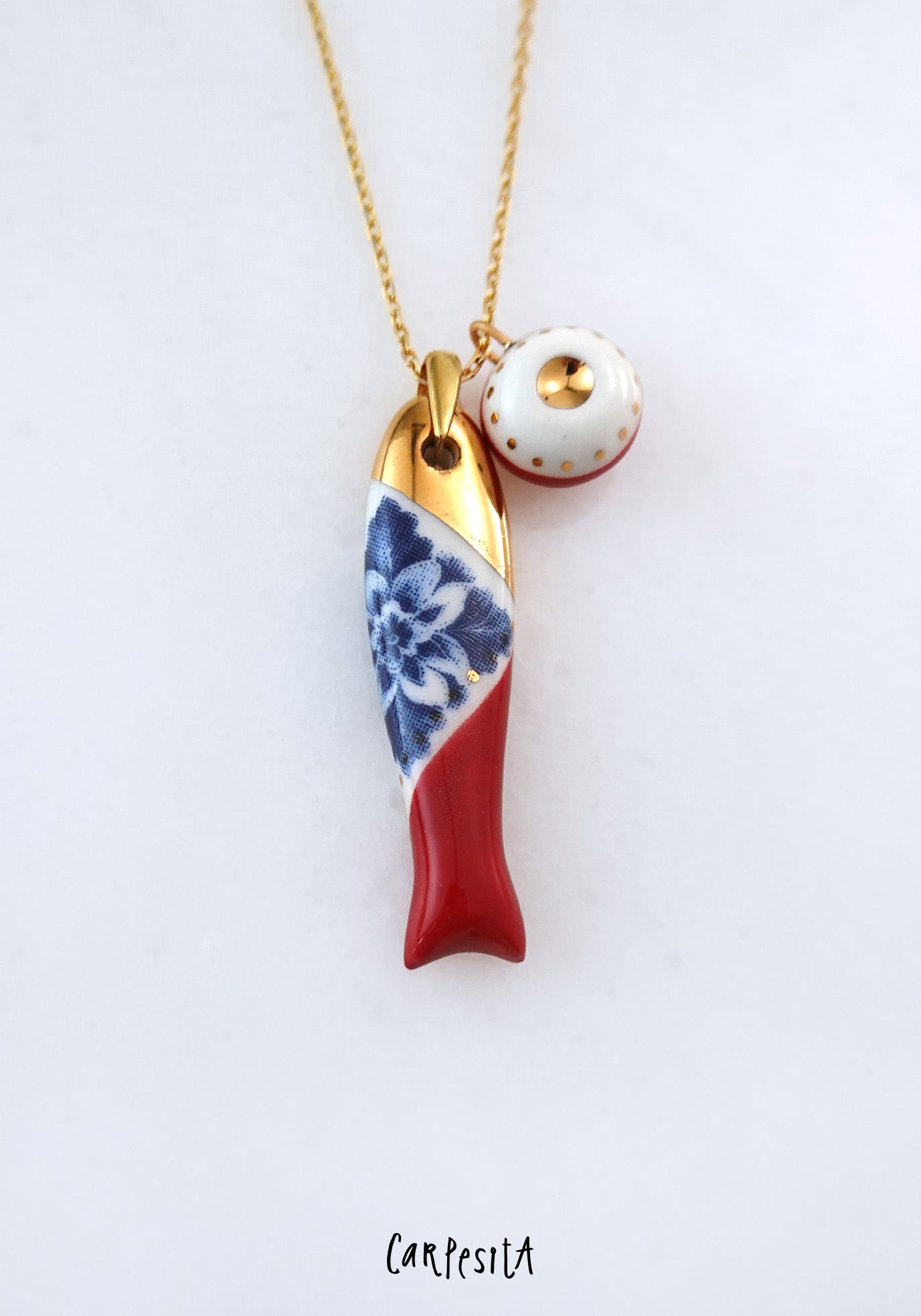 Red Patterned Fish Necklace