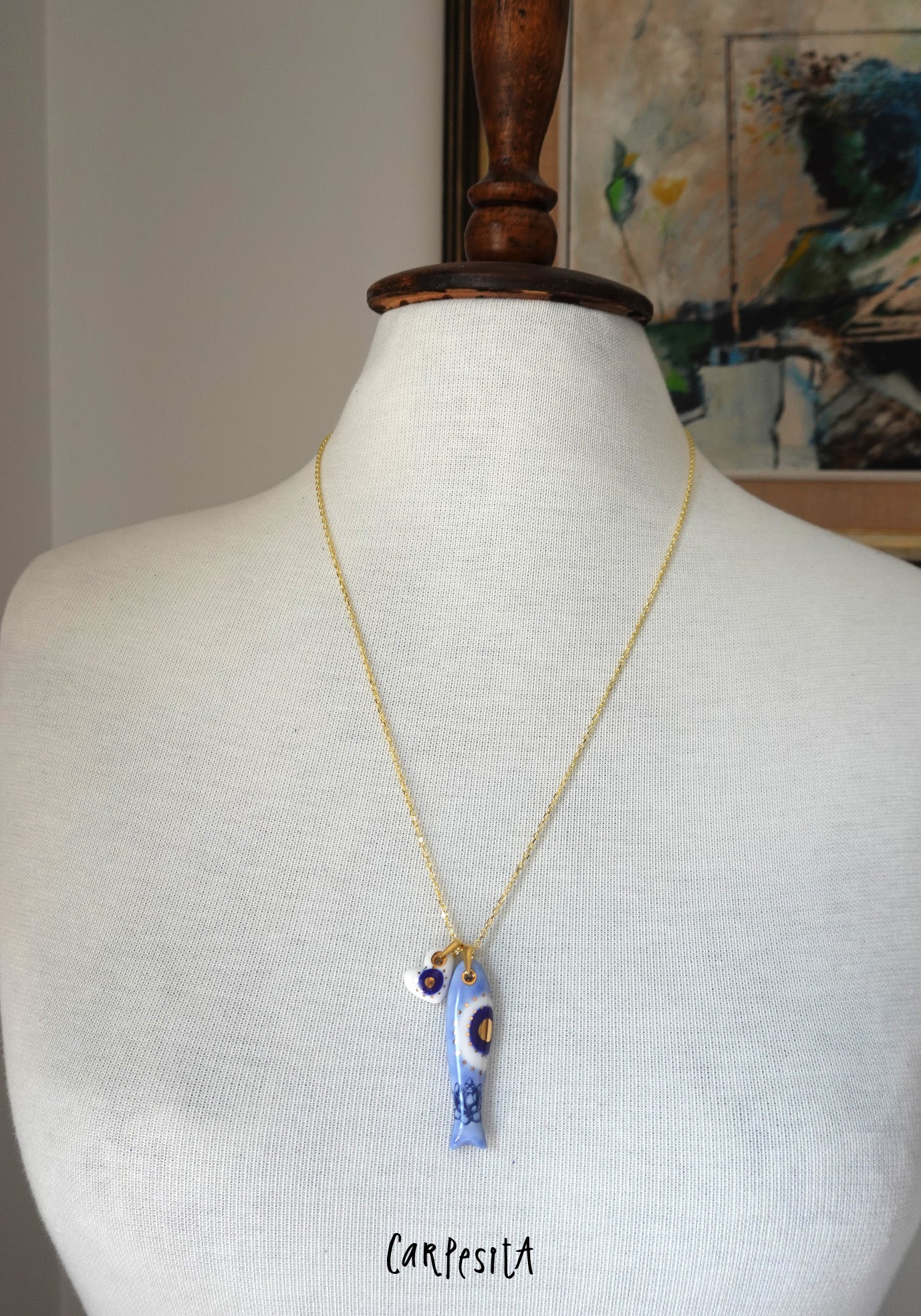 Evil Eye Patterned Fish Necklace 18
