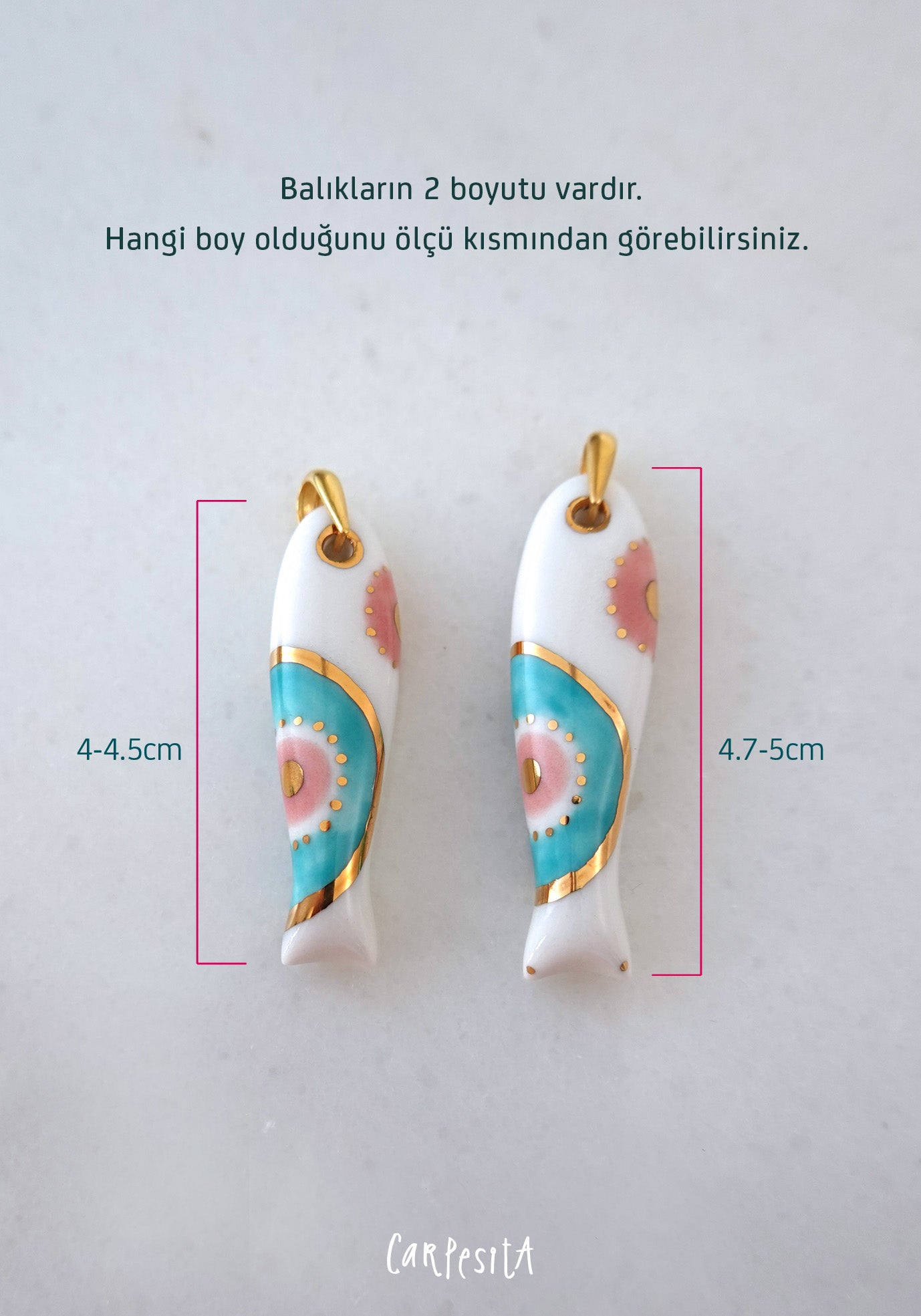 Siyah Ekoseli Balık Kolye