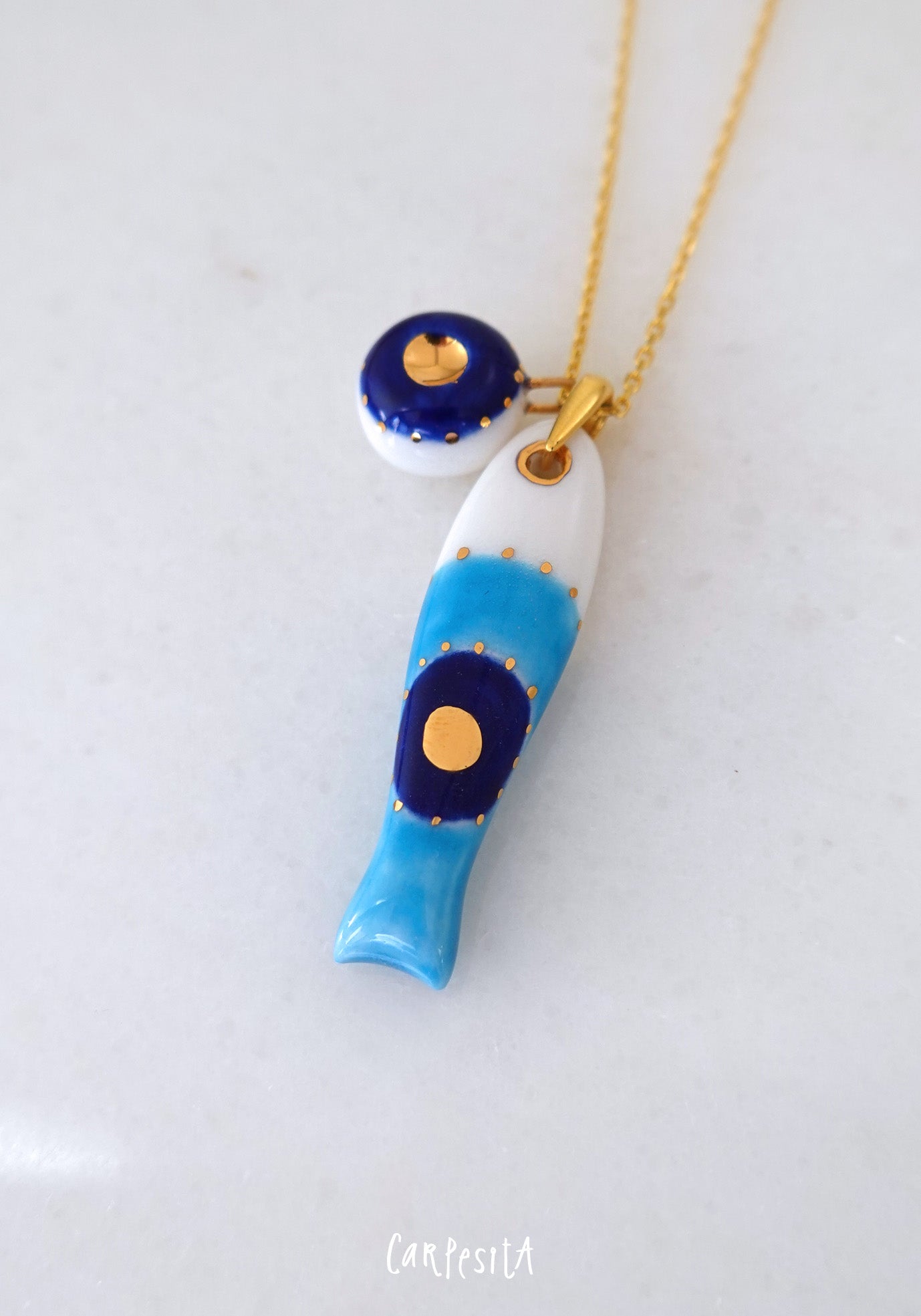 Mavi Nazarlık Balık Kolye