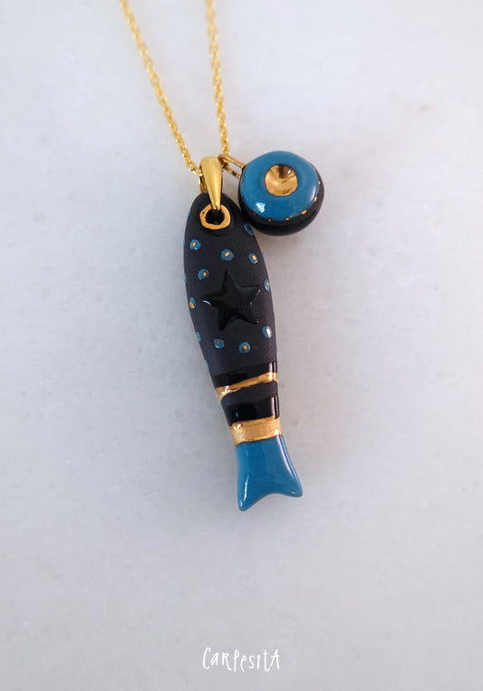 Siyah Yıldızlı Balık Kolye