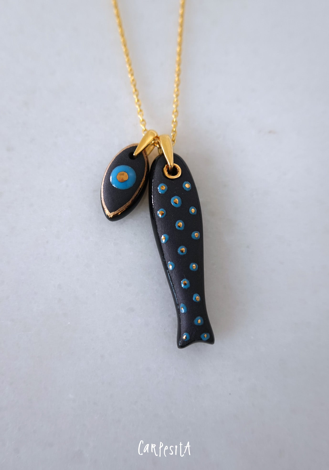 Siyah Benekli Balık Kolye