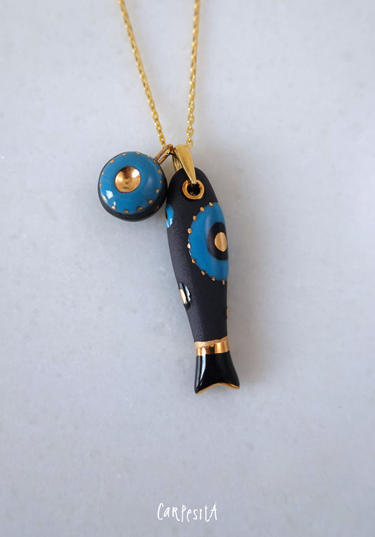 Siyah Nazarlıklı Balık Kolye