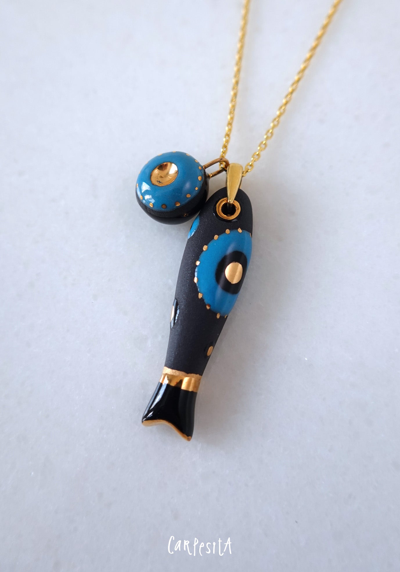 Siyah Nazarlıklı Balık Kolye