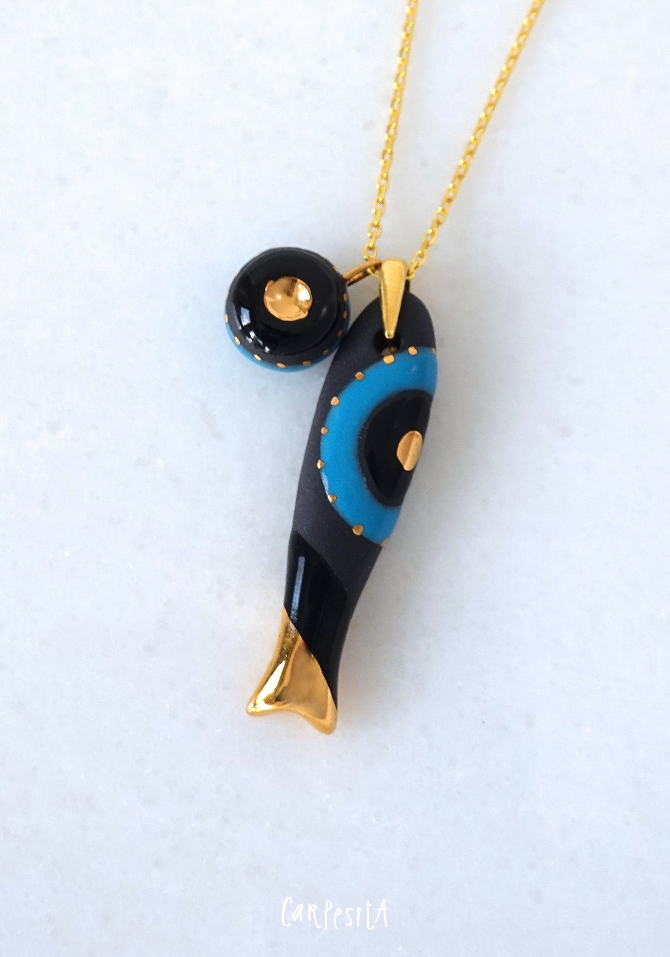 Siyah Nazarlıklı Balık Kolye