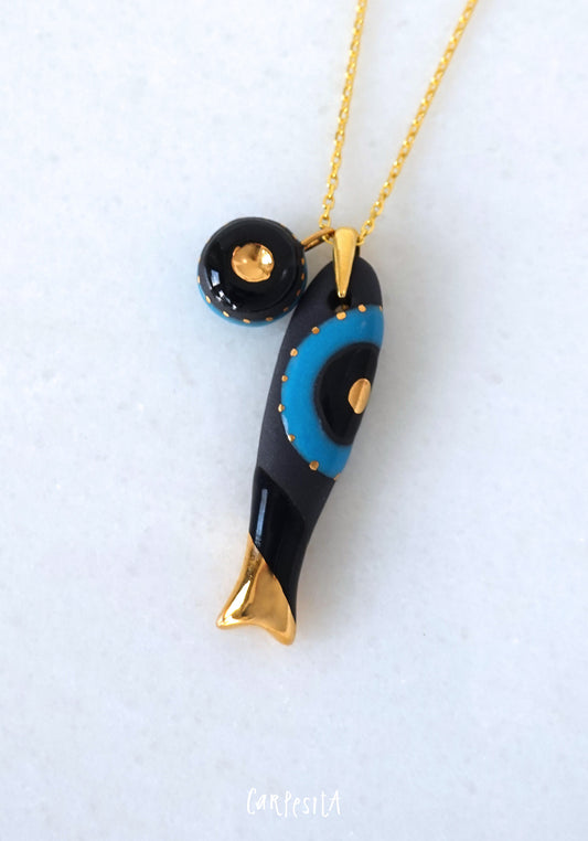 Siyah Nazarlıklı Balık Kolye