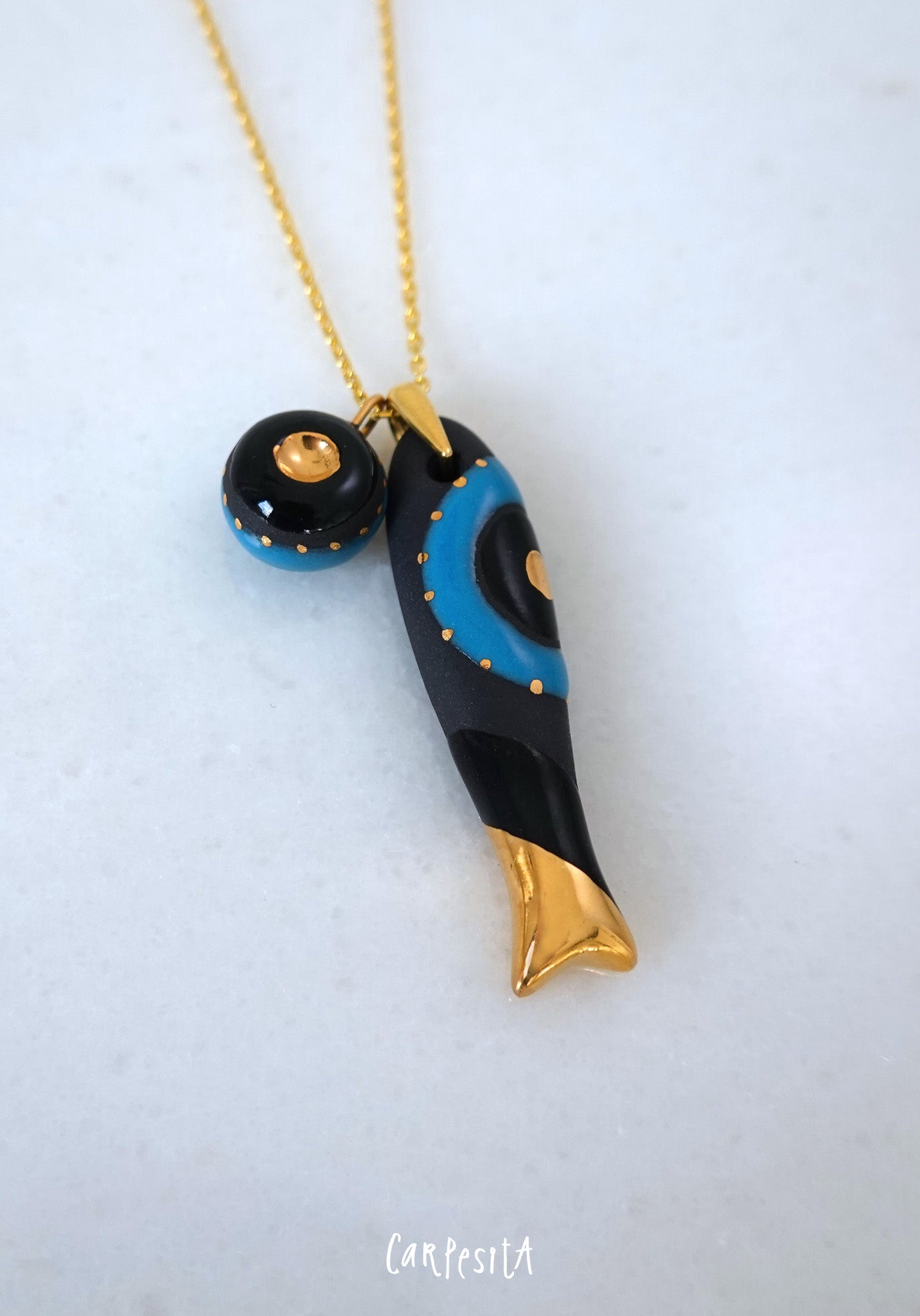 Siyah Nazarlıklı Balık Kolye