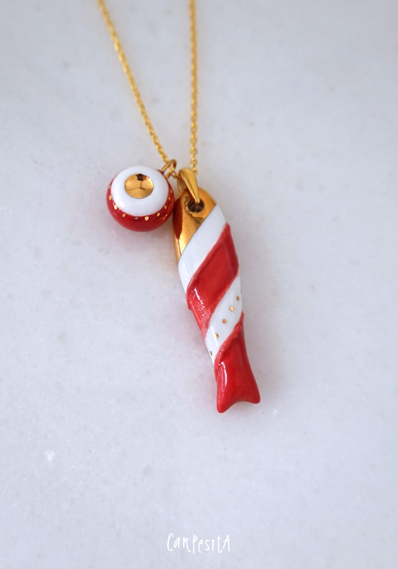 Kırmızı Boyutlu Balık Kolye