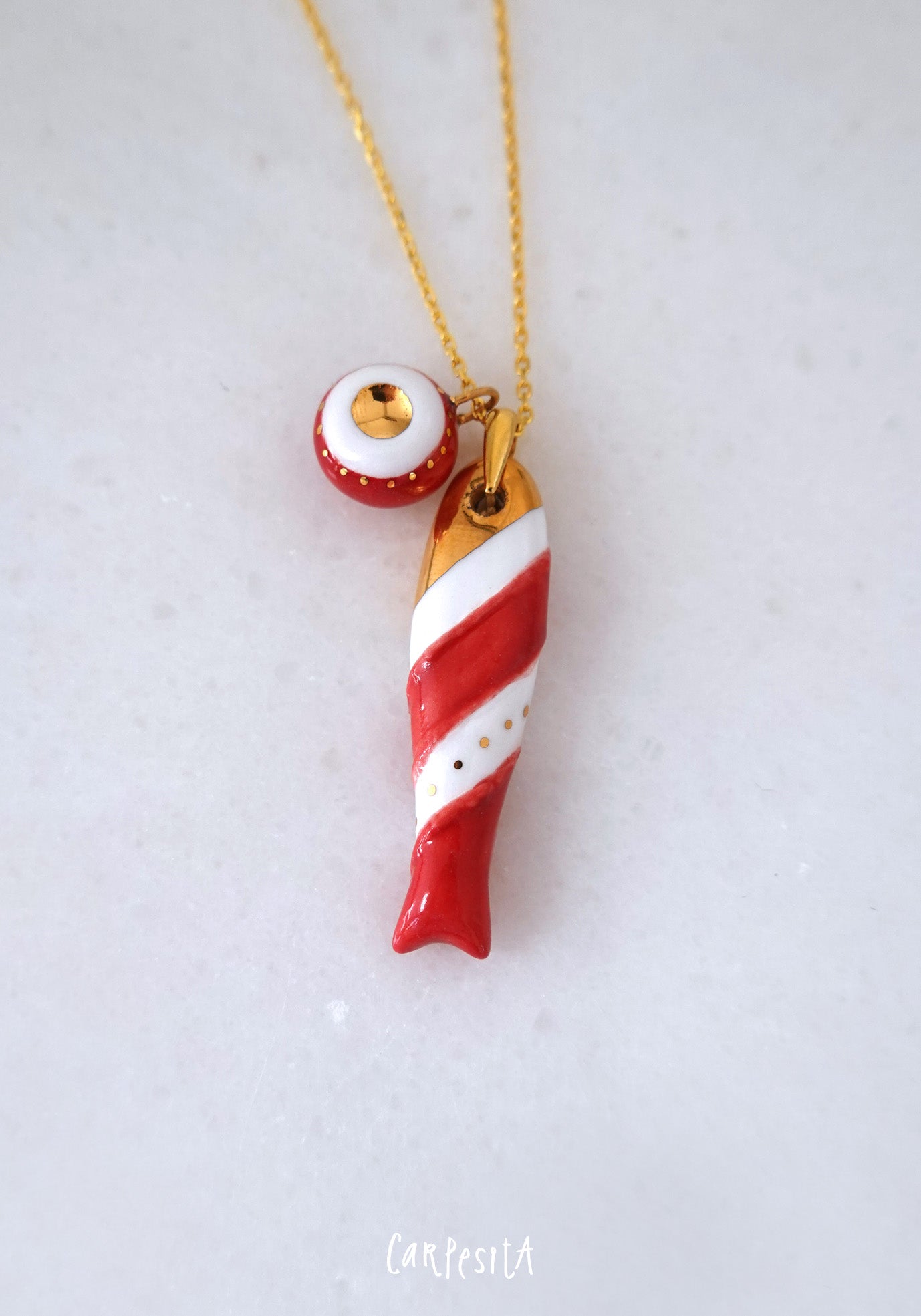 Kırmızı Boyutlu Balık Kolye