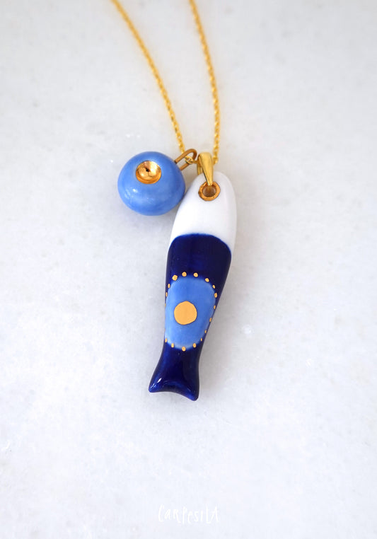 Lacivert Nazarlık Balık Kolye