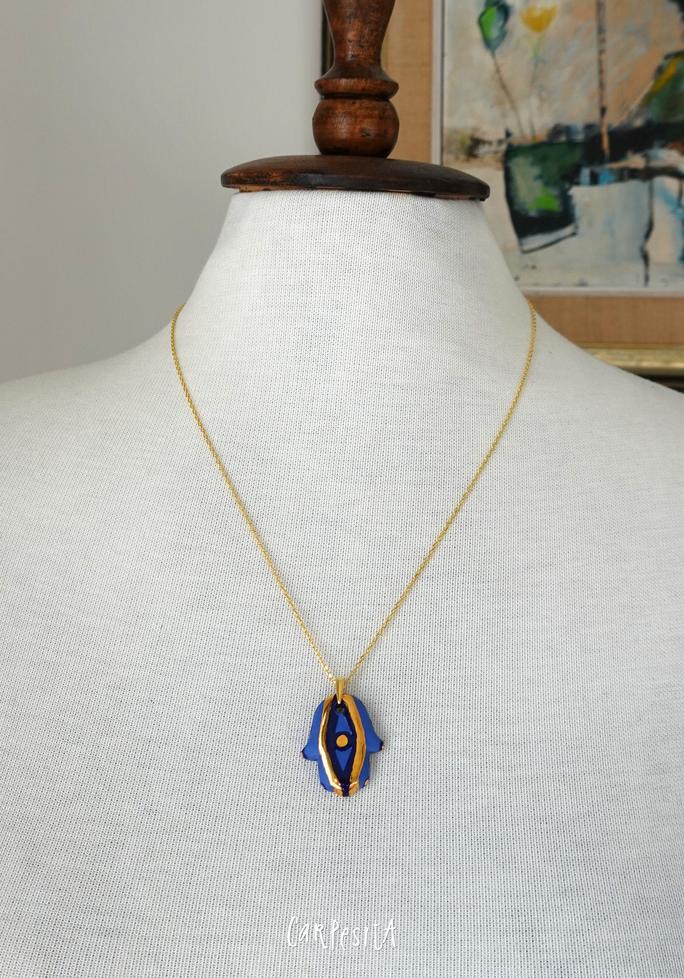 Büyük Mavi Nazarlık Hamsa Kolye