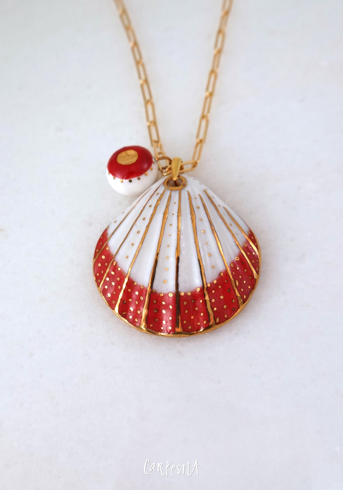 Kırmızı Büyük Midye Kolye