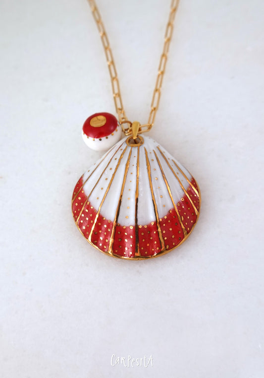 Kırmızı Büyük Midye Kolye