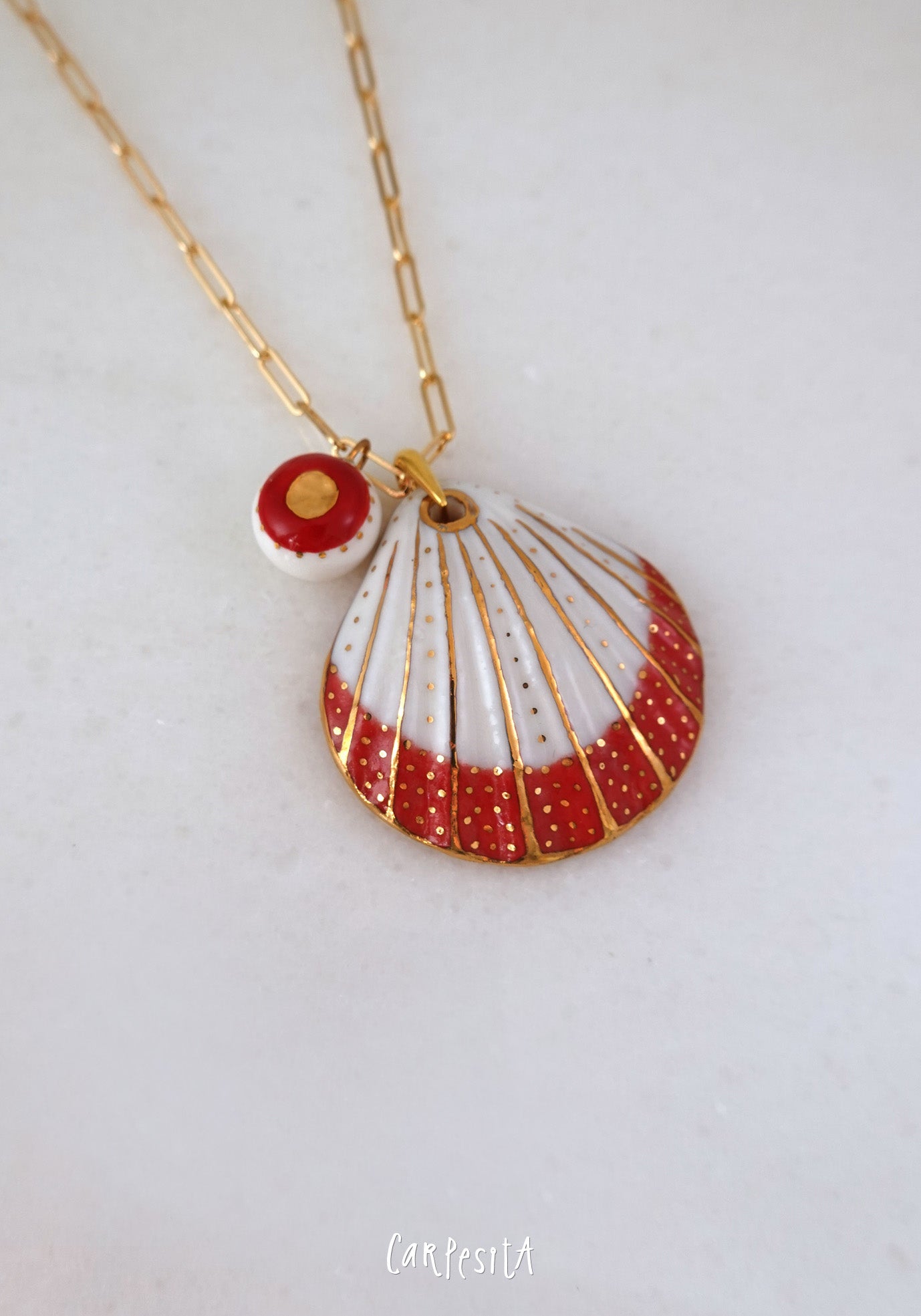 Kırmızı Büyük Midye Kolye