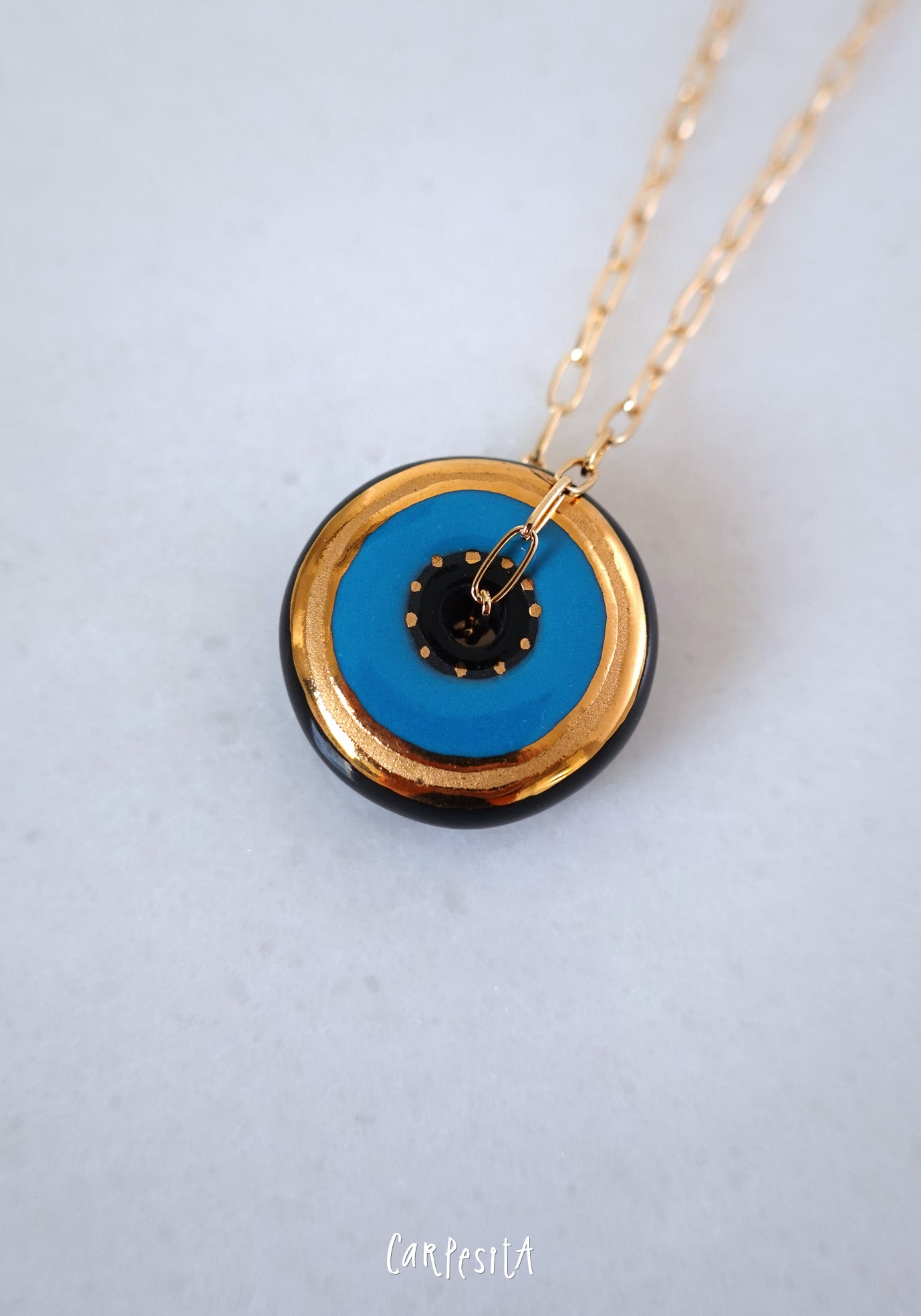 Siyah Yuvarlak Nazarlık Kolye