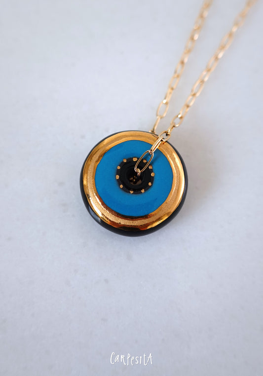Siyah Yuvarlak Nazarlık Kolye