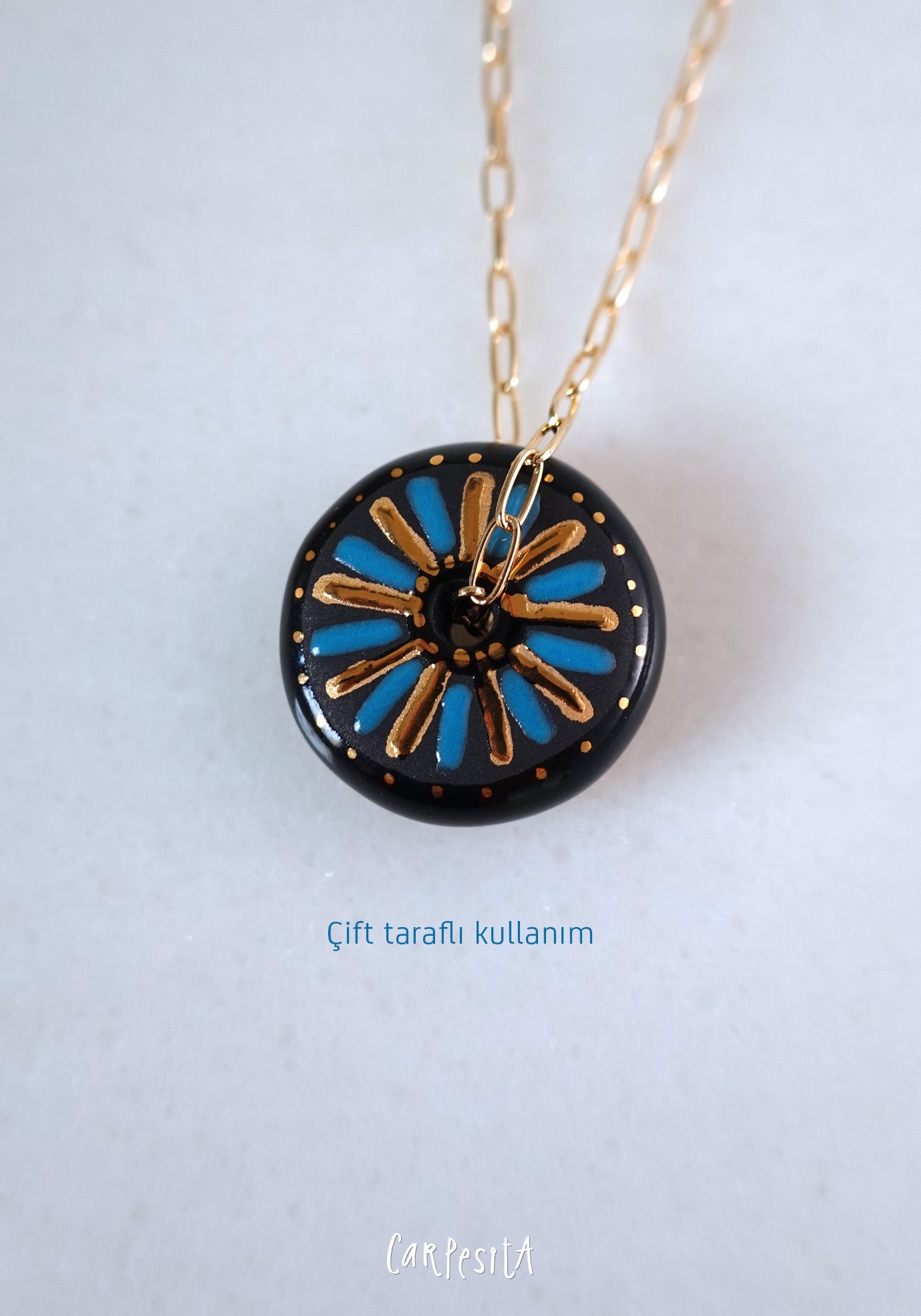 Siyah Yuvarlak Nazarlık Kolye