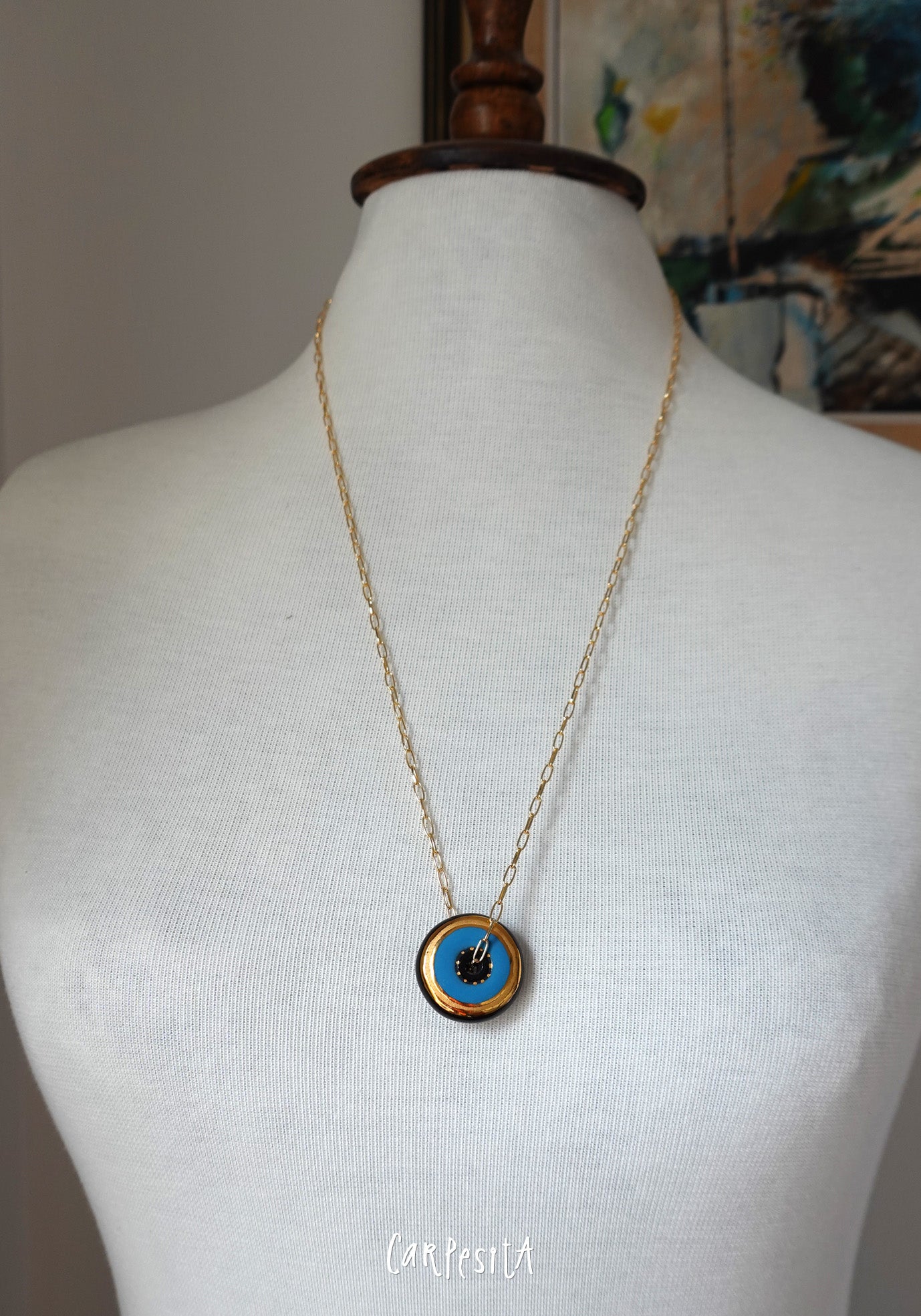 Siyah Yuvarlak Nazarlık Kolye